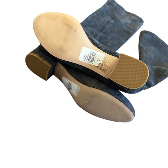 Anthropologie Grey Suede OTK Over The Knee Boots Low Heel Round Toe Size 6 Women - Picture 10 of 10